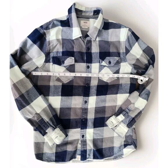 Vans Off The Wall Men's Box Flannel Shirt Plaid Checkered Blue / Gray Size Small - Picture 4 of 6